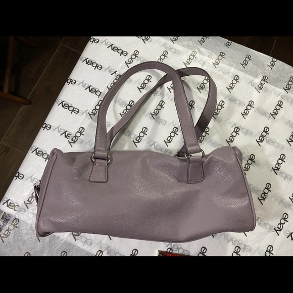 Nine West Lavender Faux Leather Shoulder Bag Purse Barrel Style Pebbled Texture - Picture 4 of 10